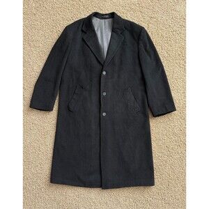 Christian Aujard Mens Size 44R  Cashmere Blend Overcoat Paris New York Black